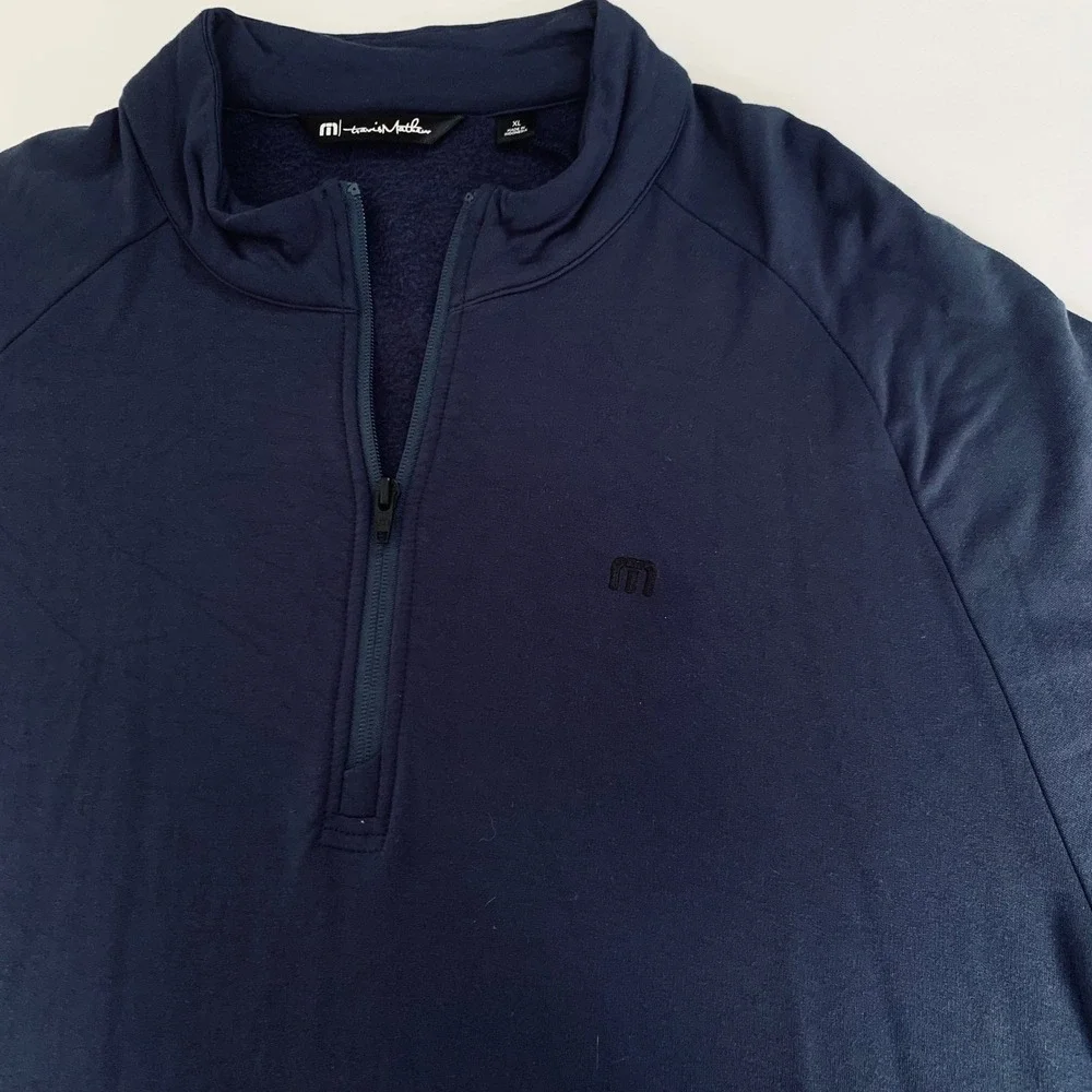 Travis Mathew Cloud Quarter Zip 2.0 Men XL Navy Blue Fleece Pullover Golf Sporty